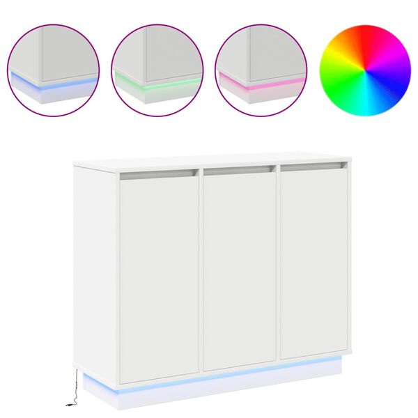 vidaXL Aparador LED Branco 90 x 32 x 75 cm Madeira processada