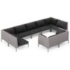 vidaXL 9 pcs conj. lounge jardim c/ almofad&otilde;es vime PE cinzento-escuro