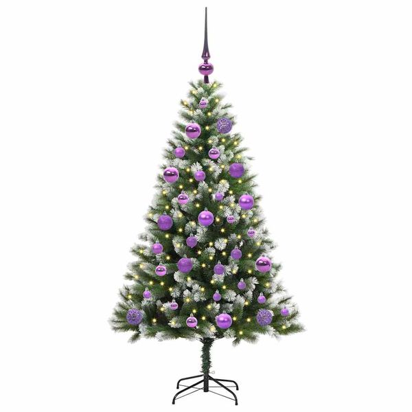 vidaXL &Aacute;rvore de Natal Artificial com Dobradi&ccedil;as e Neve Coberta 120 cm