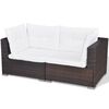 vidaXL 5 pcs conjunto lounge jardim c/ almofad&otilde;es vime PE castanho
