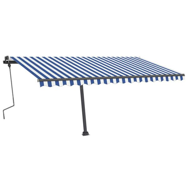 vidaXL Toldo retr&aacute;til manual independente 450x350 cm azul e branco