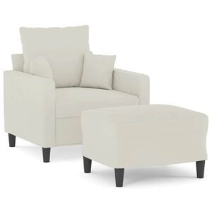 vidaXL Poltrona com apoio de p&eacute;s 60 cm veludo cor creme