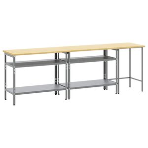 vidaXL Conjunto de bancada de trabalho 3 unid. Bege e Cinza