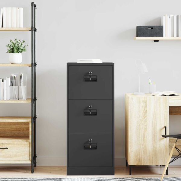 vidaXL Arm&aacute;rio de Arquivo com gaveta Preto 45,5 x 42 x 106,5 cm