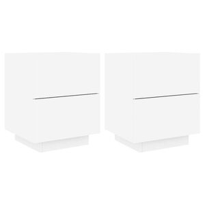 vidaXL Mesas de cabeceira c/ luzes LED 2 pcs derivados madeira branco