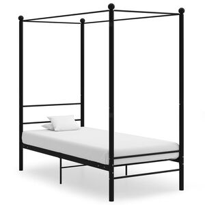 vidaXL Estrutura de cama com dossel 100x200 cm metal preto