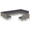 vidaXL 12 pcs conjunto lounge de jardim c/ almofadões vime PE cinzento