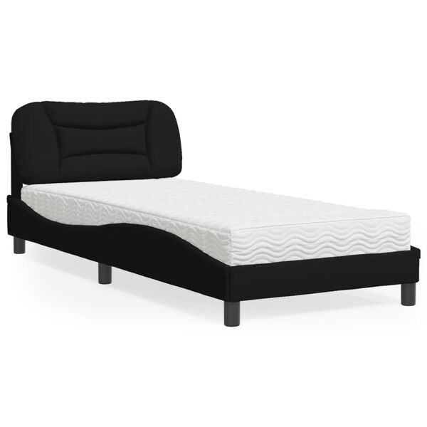 vidaXL Cama com colch&atilde;o Hvar 80x200 cm tecido preto
