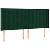vidaXL Cabeceira cama c/ abas veludo 203x16x118/128 cm verde-escuro