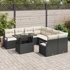 vidaXL Conjunto de Sof&aacute; de Jardim 9 pcs Preto Rattan Sint&eacute;tico