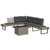 vidaXL 2 pcs conj. sof&aacute;s p/ jardim c/ almofad&otilde;es vime PE e vidro cinza