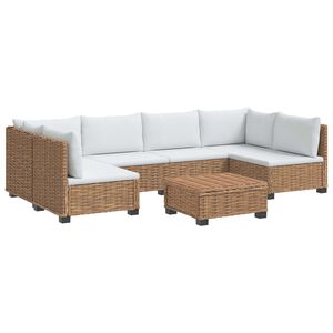 vidaXL 7 unid. Conjunto de Lounge de Rattan com Almofadas GENDT