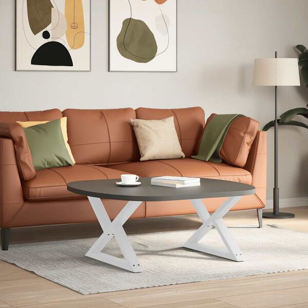 vidaXL P&eacute;s para mesa de centro 2 pe&ccedil;as, branco, 70x (42-43,3) cm, a&ccedil;o