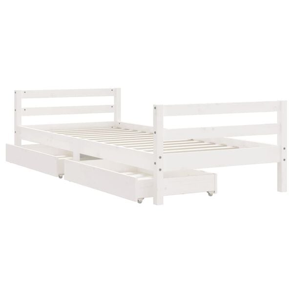 vidaXL Estrutura cama infantil c/ gavetas 80x200cm pinho maci&ccedil;o branco