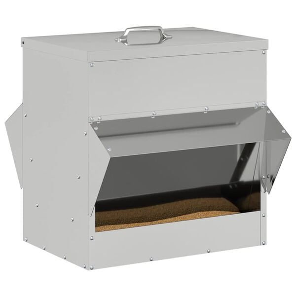 vidaXL Comedouro para galinha Prateado 40,5 x 45 x 41 cm