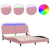 vidaXL Estrutura de cama com LED sem colch&atilde;o 160x200 cm veludo rosa