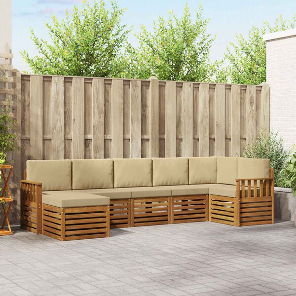 vidaXL Conjuntos de sof&aacute;s com almofada 7 pcs Natural e Bege