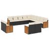vidaXL 13 pcs conjunto de sof&aacute;s de jardim com almofad&otilde;es vime PE preto