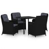 vidaXL 5 pcs Conjunto de jantar para jardim preto