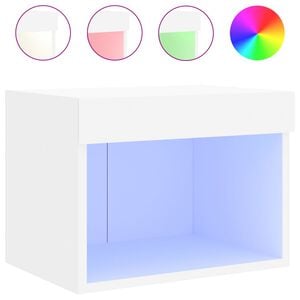 vidaXL Mesa de cabeceira de parede com luzes LED branco