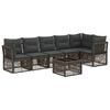 vidaXL Conjunto de Sof&aacute; de Jardim 7 pcs Cinzento vime PE