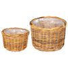 vidaXL Cesta de Plantas 2 unid. Marrom Natural Rattan Kubu