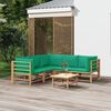 vidaXL 6 pcs conjunto lounge de jardim bambu c/ almofad&otilde;es verdes