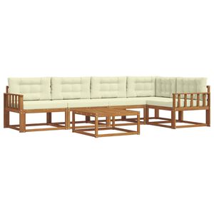 vidaXL Conjunto de Sof&aacute;s para Exterior 6 pcs Natural e Creme
