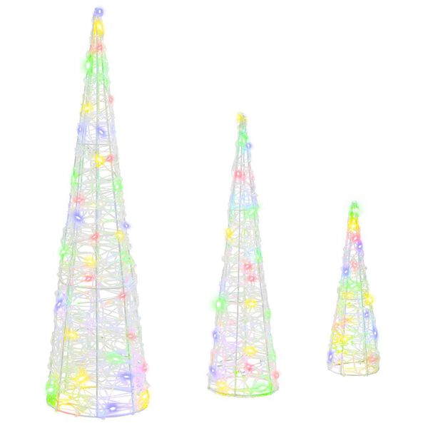 vidaXL &Aacute;rvore de Natal 3 pcs Multicolor 20 x 20 x 80 cm Acr&iacute;lo