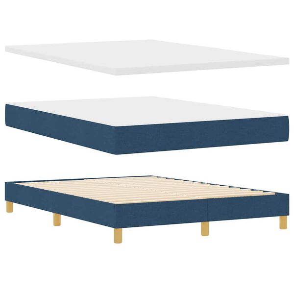vidaXL Cama Box com colch&atilde;o com cabeceira Azul 140 x 200 cm tecido
