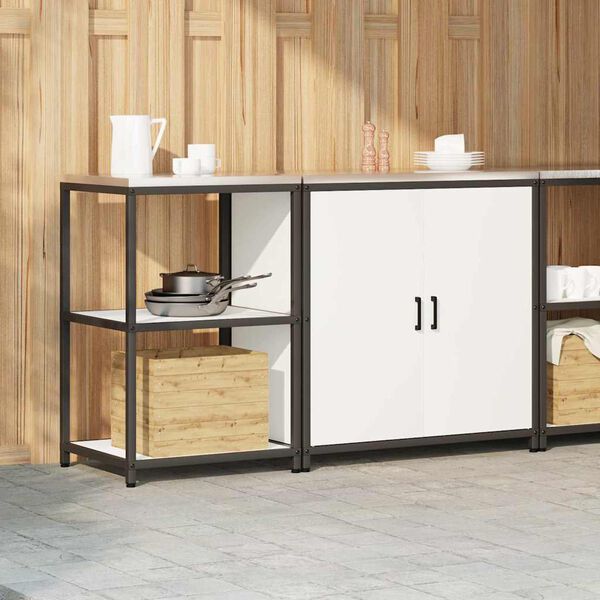 vidaXL Conjunto de Armazenamento de Cozinha com porta 2 pcs Branco