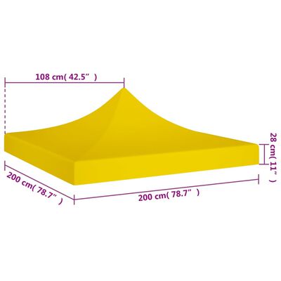 vidaXL Teto para tenda de festas 2x2 m 270 g/m² amarelo