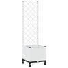 vidaXL Vaso de Jardim com Treli&ccedil;a e Rodas Branco 40 x 40 x 146 cm PP