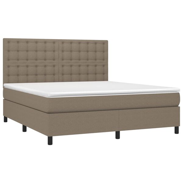 vidaXL Cama box spring colch&atilde;o/LED 180x200cm tecido cinza-acastanhado