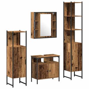 vidaXL Conjunto de M&oacute;veis para Banheiro com porta 4 pcs Madeira Antiga