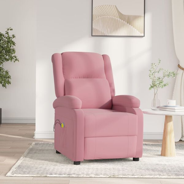 vidaXL Poltrona de massagens el&eacute;trica veludo rosa
