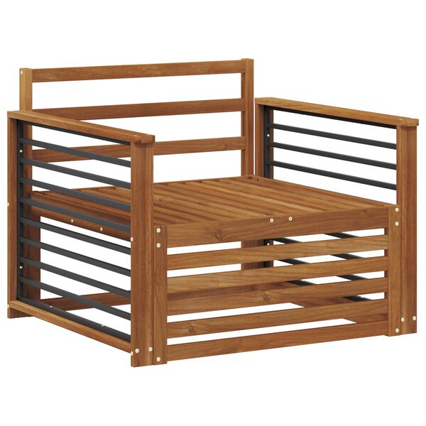 vidaXL 2 Pe&ccedil;a Sof&aacute; com Bra&ccedil;os Madeira S&oacute;lida de Ac&aacute;cia Natural