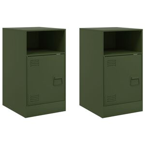 vidaXL Mesas de cabeceira 2 pcs 34,5x39x62 cm a&ccedil;o verde azeitona