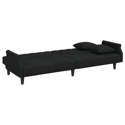 vidaXL Sofá-cama com apoio de braços veludo preto