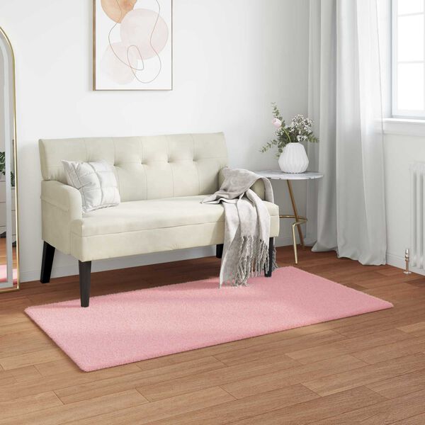 vidaXL Tapete de Pelo Sintético de Coelho Olite Rosa 80 x 150 cm