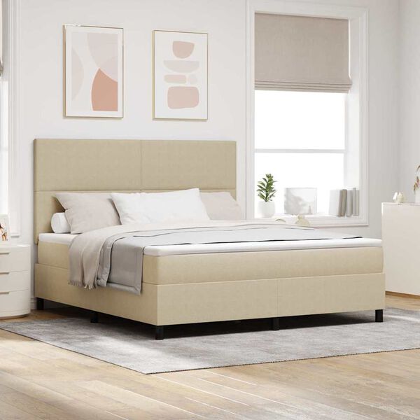 vidaXL Cama Box Manual Cinza Claro e Branco 203 x 180 x 128 cm