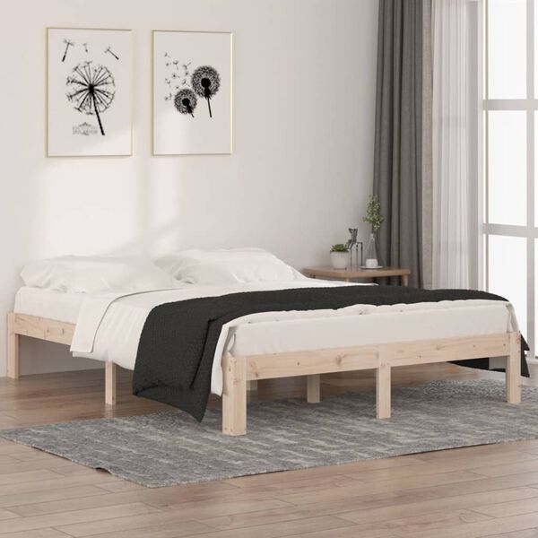 vidaXL Estrutura de cama king 150x200 cm madeira maci&ccedil;a