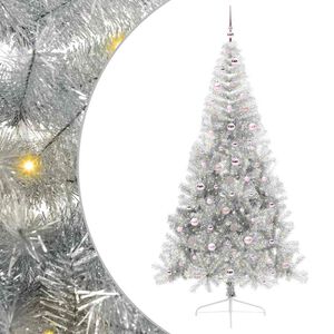 vidaXL &Aacute;rvore de Natal Artificial Pr&eacute;-iluminada Prateado 240 cm PET
