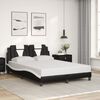vidaXL Estrutura de cama Viana com LED sem colch&atilde;o 140x190cm preto/branco
