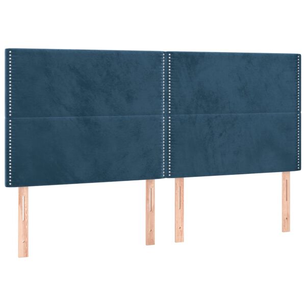 vidaXL Cabeceira Azul Escuro 180x5x118/128 cm Veludo