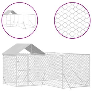 vidaXL Canil de exterior com teto 4x4x2,5 m a&ccedil;o galvanizado prateado