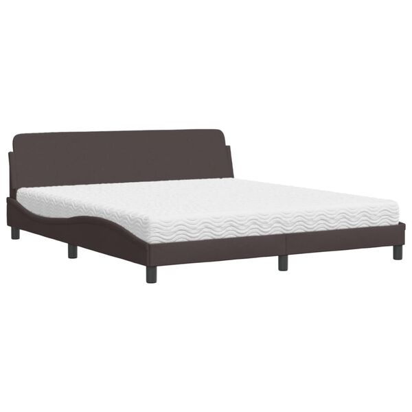 vidaXL Cama com colchão Dover 180x200 cm tecido castanho-escuro