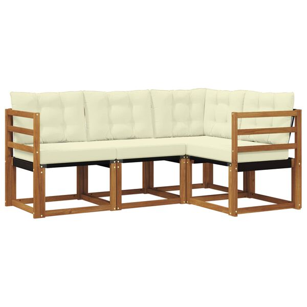 vidaXL Conjunto de Sof&aacute;s para Exterior 4 pcs Natural e Creme