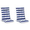 vidaXL Almofada de Exterior 2 pcs Azul e Branco 120 x 50 x 7 cm Tecido
