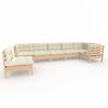 vidaXL 7 pcs conjunto lounge de jardim c/ almofad&otilde;es cor creme pinho